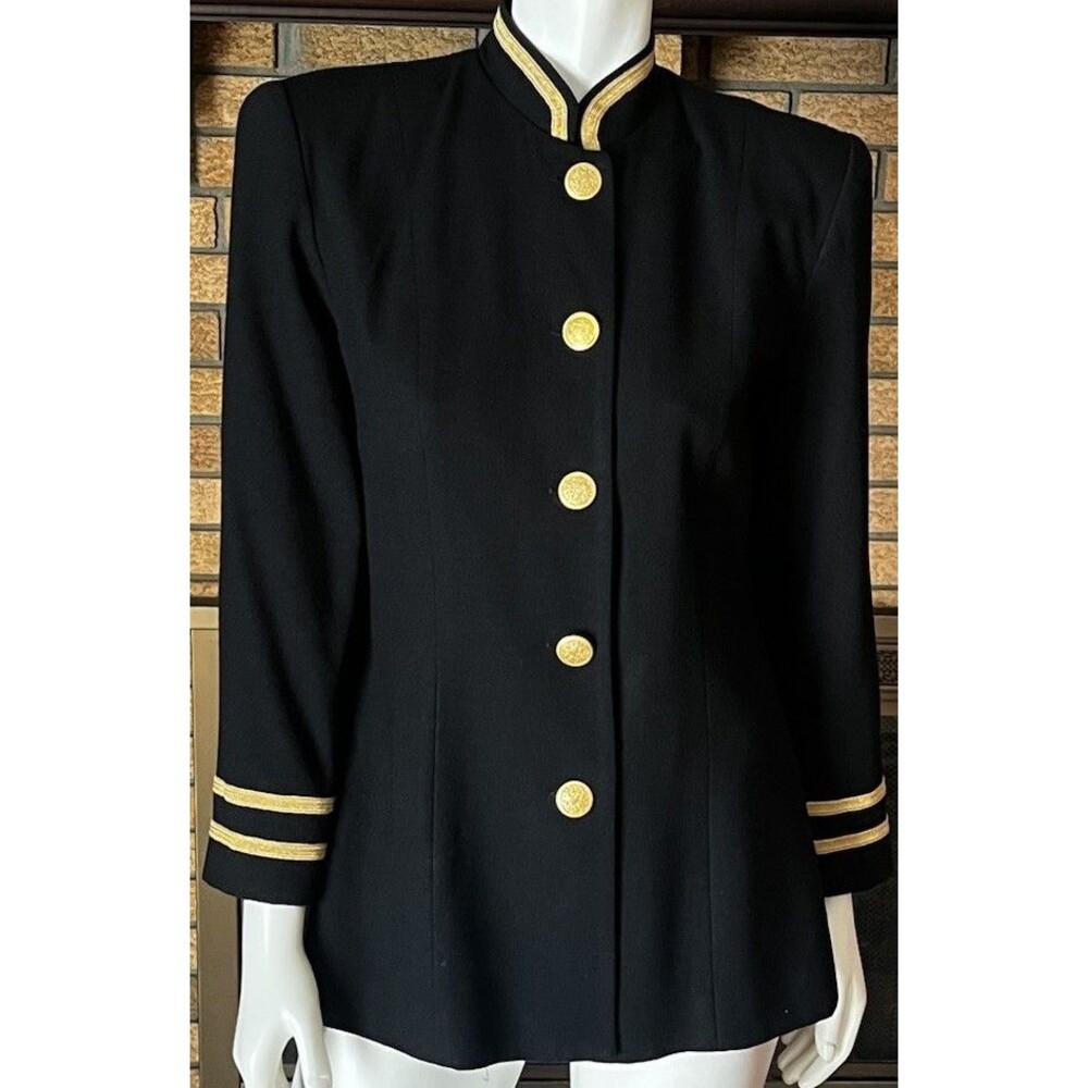 Depeche Mode Vintage Black Wool Blazer Gold Buttons/Stripes Size 10